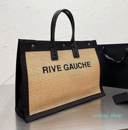 Women Handbag Tote Shopping Bag Weave Large Capacity Pocket RIVE GAUCHE Summer Travel Bags Men Shoulder Bags Canvas Leather 05