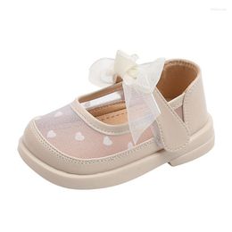 First Walkers 12-15.5cm Brand Infant Girls Princess Dress Shoes For Birthday Pu Leather Mesh Spring Flats Toddler With Bowtie