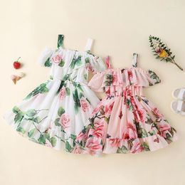 Girl Dresses Summer Toddler Baby Kids Girls Floral Dress European And American Fashion Chiffon Ruffles Children's Party Clothes 1-5Y