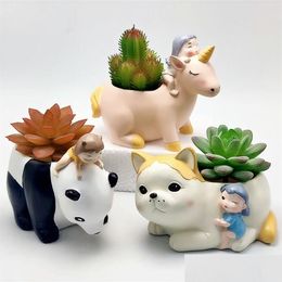 Baking Moulds Sile Mould Panda Horse Flower Pot Succent Diy Making Resin Concrete Vase Cactus Home Decoration Tools 220601 Drop Deliv Dh1Cd