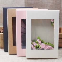 Gift Wrap 5pcs Mixed Colour Kraft Paper Box Romantic Wedding Transparent Window Candy Chocolate Biscuit Packaging 221108