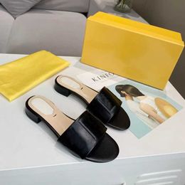 New Women Leather Single Strap Slides Flats Slipper Lettering Summer Sandal Flip Flops Summer Sexy Sandal Best Quality With Box NO 271