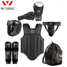 Waist Support Wesing Wushu Sanda Kickboxing Protection 6 Pcs Set Gear Boxing Sand Chest Head Protective