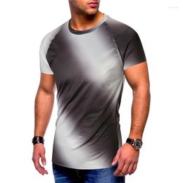 Men's T Shirts Fashion Gradient Patchwork Casual Short Sleeve T-Shirt Men Summer Slim Tops Tees Male Blouse Tshirt For