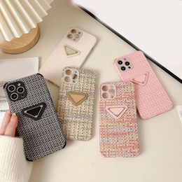 Luxury Designer Phone Cases For IPhone 14 Pro Max 12 13 XsMax Xr 7 8 Plus Fashion Woven Pattern Triangle Phones Cases 11156Z