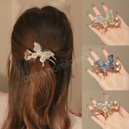 Hair Claw For Women Butterfly Barrettes Imitation Pearl Alloy Hairpin Ponytail Clip Girl Fashion Headdress Hair Accessories