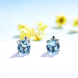 Tanzanite Gemstone Stud Earrings for Women Solid Sterling Silver Wedding Handmade Jewelry Fashion Gift For Girl