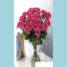 Fleurs décoratives couronnes 20pcslot bouquets de rose créatifs fleurs falsification de salon de soie salle à manger décoration intérieure flore dhwh7