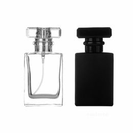 30ML Packaging Bottles Clear Black Portable Glass Perfume Spray Bottles Empty Cosmetic Containers With Atomizer For Traveler LT177