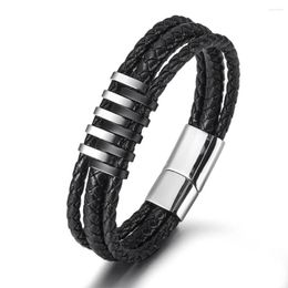 Charm Bracelets ZG Men's Bracelet Vintage Leather Stainless Steel Wholesale Domineering Titanium Fashion Hand Braided Bangle Male