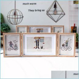 Frames Triple Folding Frames Nordic Style Family P O Stand On Table 6 /7 Inch Combination Picture Album Set Home Decor Marco Foto Dr Dhazq