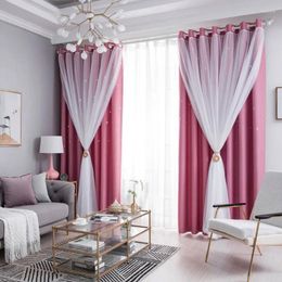 Curtain Double Layer Blackout Sheer Curtains Modern Tulle Stars For Living Room Kids Girls Bedroom Window Blind Drapes Decor