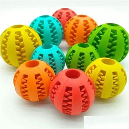 Dog Toys Chews Sublimation Pet Toys 5Cm Dog Interactive Elasticity Ball Natural Rubber Leaking Tooth Clean Balls Cat Chew Interact Dh3Sr