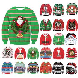 Men's Sweaters Funny Santa Bells Green Holiday Dress Party Men Women Ugly Christmas Sweater Autumn Winter 2022 Couples Round Neck Xmas