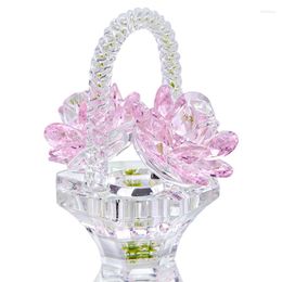 Decorative Figurines H&D Handmade Pink Crystal Rose Flower Basket Design Home Decor Figurine Valentine's Day Mother's Christmas