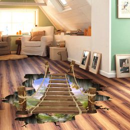 Sfondi Youman Adesivo a pavimento in 3D pavimento rimovibile Decali del ponte in legno Creativa creativa per camere da letto per bambini decorazioni per la casa
