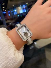 Fashionable ladies quartz watch 34mmx26mm diamond dial ETA1069 movement advanced ceramic watchband luxury hollow floating tourbillon electronic watch