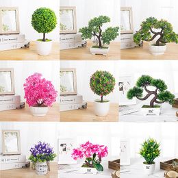 Dekoratif Çiçekler Yapay Bitkiler Küçük Bonsai Tree Pot Bitki Sahte Saksı Saksı Süsler Masa Düğün Dekorasyonu Açık Bahçe Ev