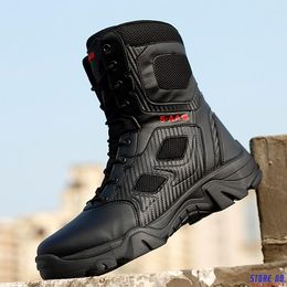 Boots High Top Tactical Men Shoes Waterproof Hiking Outdoor Hunting Mountain Man Desert Combat Military
