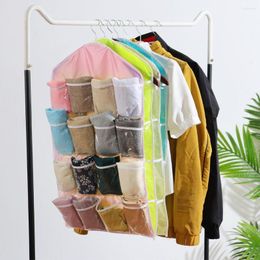 Storage Boxes Clear Bag Fashion 16 Pockets Hanging Organizer Door Underwear Tidy Rack Socks Bra