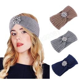 Crochet Beaded Jwelry Knit Wide Headband Women Elastic Turban Winter Warm Solid Colour Head Wrap Headwear Girls Hair Accessories