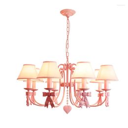 Pendant Lamps Pink Chandelier Lighting Princess Room Bedroom Chandeliers Children's Lamp E14 Led Red For Living