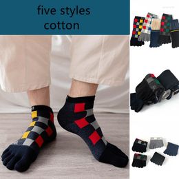 Men's Socks Casual Style Men Cotton Splicing Pattern Five-finger Breathable Sweat Split Toe Sports WSH506
