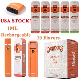 flavor pens UK - USA STOCK Empty Dabwoods Disposable Vape Pens 1ml Disposable E Cigarettes Device Pods 280mAh Rechargeable Thick Oil Vapes 10 Flavors