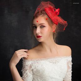 Headpieces 2022 Fashion Korean Version Spring Summer Bridal Hats Wedding Accessories Headwear Red Colour Head Wear Birdcage