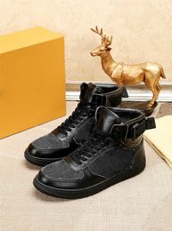 Обувь кожаная обувь холст кроссовки роскошные дизайнер Rivoli High Top Hi-Top Mens Classic Monograms с коробкой