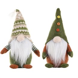 2023 New Christmas decorations knitted non-woven standing faceless doll creative green Santa Claus ornaments