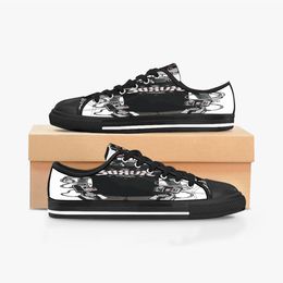 uomo donna scarpe personalizzate fai-da-te low top Canvas Sneakers da skateboard tripla personalizzazione nera Sneakers sportive con stampa UV xuebi 166-2