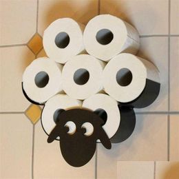 Storage Holders Racks Toilet Paper Holders Wall Mount Sheep Style Holder Wc Tissue Storage Racks Punch Mtipurpose Bathroom Accesso Dhxqg