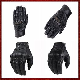 ST81 Retro Perforated Leather Motorcycle Gloves Cycling Moto Motorbike Protective Gears Motocross Glove winter man Gift women bike