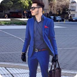Custom Royal Blue Blazer Men Suits Slim Fit Business Suits Tailyed Tuxedo Groomsman Свадебные костюмы 2 штуки Terno Masculino Jacke6342554