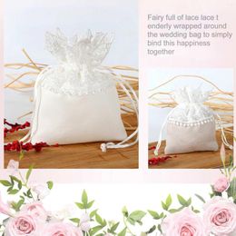 Gift Wrap 10pcs Jewelry Bag Lovely Lace Drawstring Cotton Candy Packaging Bags For Wedding Party Bridal Shower DIY Craft