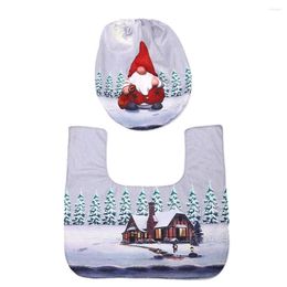 Toilet Seat Covers 2Pcs/Set Unique Dustproof Cover Kit Beautiful Widely Use Santa Printing Bottom Pad Mat Xmas Decoration