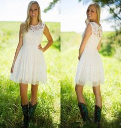 Modest Full Lace Country Country Short Bridesmaid Dresses Jewel Knee Length 2017 Garden Wedding convidado Festa de festa Dompanha de honra 9413594