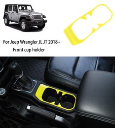 Porta della tazza d'acqua anteriore gialla Coperchio decorativo per Jeep Wrangler JL JT 2018 Accessori interni auto1972993