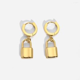 Hoop Earrings 2022 Tarnish Free Stainless Steel Small Lock Charm Earring For Women Girls Dangle Fashion Jewelry Gift