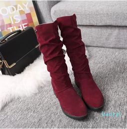 Short Boots Woman Calf Boots Winter Warm Womens Flock Height Increasing Low Heels Bx920 Slip