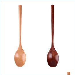 Spoons Wooden Spoon Long Handle Wood Spoons Household Japanese Children Home Kitchen Supplies Tableware Dining Room Coffee Dessert 2 Dhctg