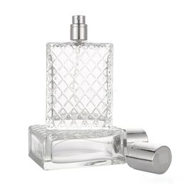 Square Glass Spray Bottle 100ml Large Perfume Empty Cosmetics Container