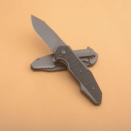 New KS 1343 Assisted Flipper Folding Knife 8Cr13Mov Grey Titanium Coated Half Serration Blade G10 with Steel Handle Fast Open Folder Knives