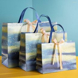 Gift Wrap 6PCS Bright Starry Bag DIY Handmade Paper Birthday Festive Party Bouquet Tote Decoration Accessories