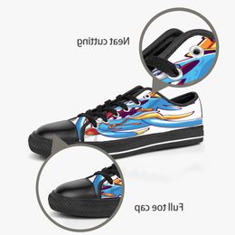 Männer Frauen DIY maßgeschneiderte Schuhe Low Top Canvas Skateboard Sneakers Triple Black Individualisierung UV-Druck Sport Sneakers xuebi 177-8