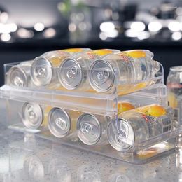 Storage Bottles 2 Layer Beverage Box Automatic Rolling Can Organiser For Fefrigerator Camping Kitchen Cabinets Drink Holder