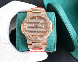4 Color ZY Factory Mens Watch 40.5mm Nautilus 5719 5711 Full Diamond Bezel Bracelet 18k Rose Gold Watches CAL.324SC Movement Mechanical Automatic Men's Wristwatches