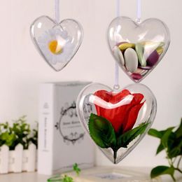 Party Decoration 30PCS/15 Ball Heart Shaped Christmas Tress Fillable Transparent Open Plastic Clear Acrylic Ornament Gift Present