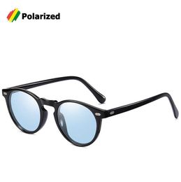 Sunglasses Frames JackJad 2020 Fashion TR90 Frame Polarised Round Style Sunglasses Rivet Discolour Lens Brand Design Sun Glasses Oculos De Sol A576 T2201114